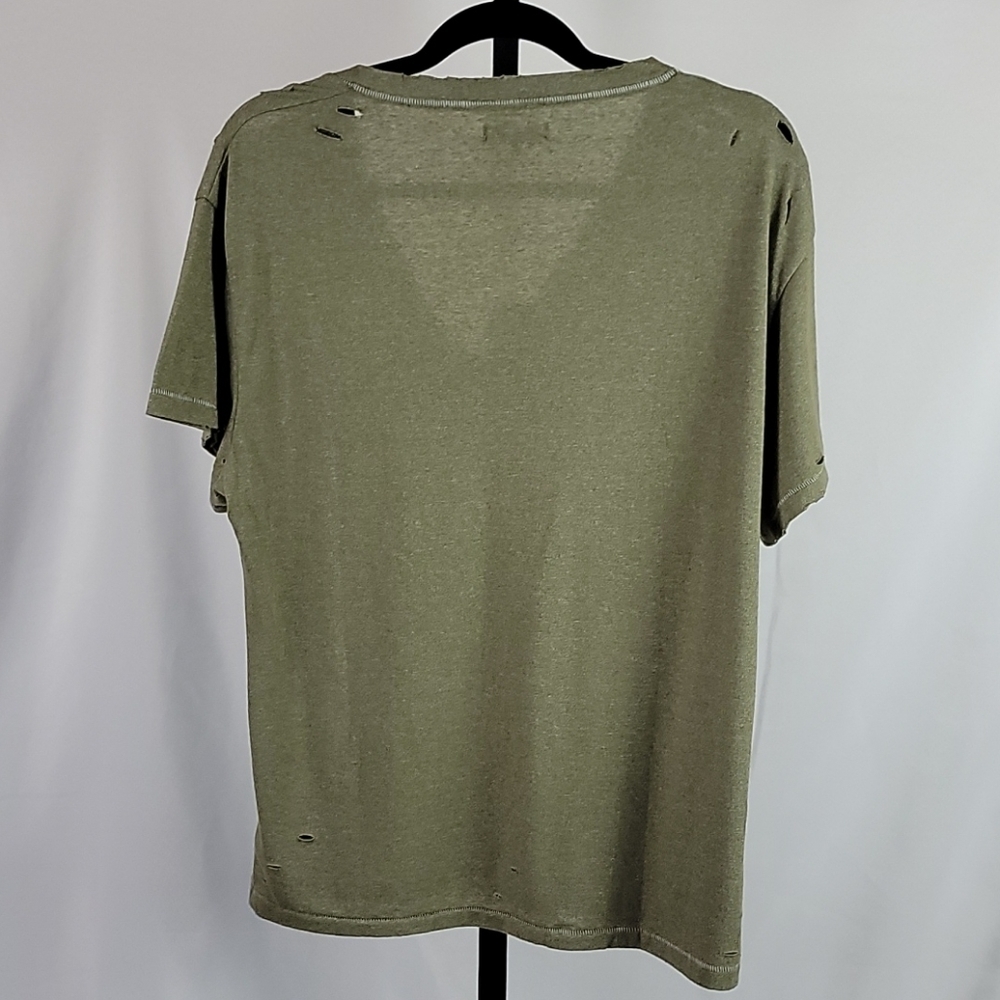 Joe's Jeans Zelly Oversized Distressed T-Shirt Earth Army Green S - Picture 3 of 7